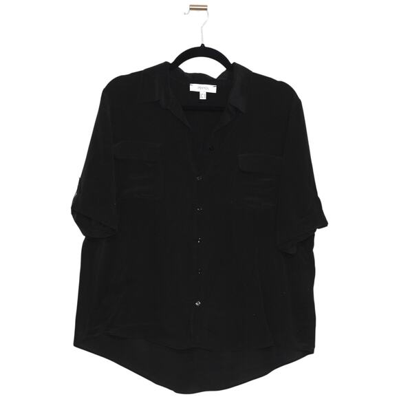 Ipekyol 100% Silk Black Button Up Blouse Size 12 - Picture 1 of 6
